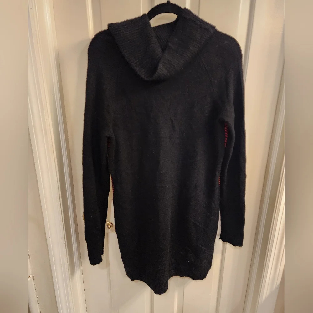 Sweater dress/tunic with cowl neck red/black size lg - Picture 3 of 3